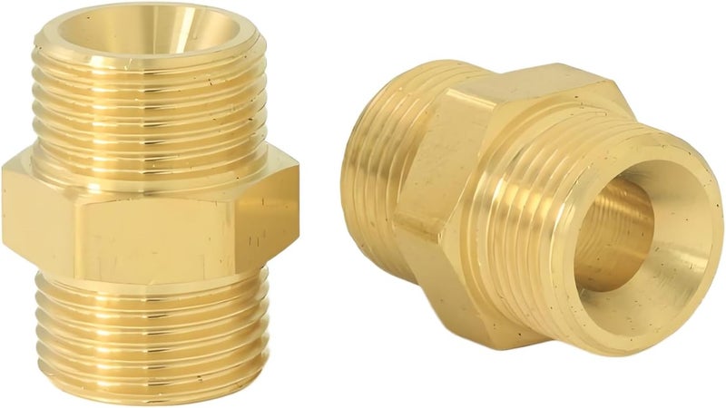 AimatRun 9/16" Male Thread to 9/16" Male Thread Brass Adapter, for RV, garden, kitchen & bathroom faucets, brass compression fitting, plumbing water supply part (2 packs) - Image 1